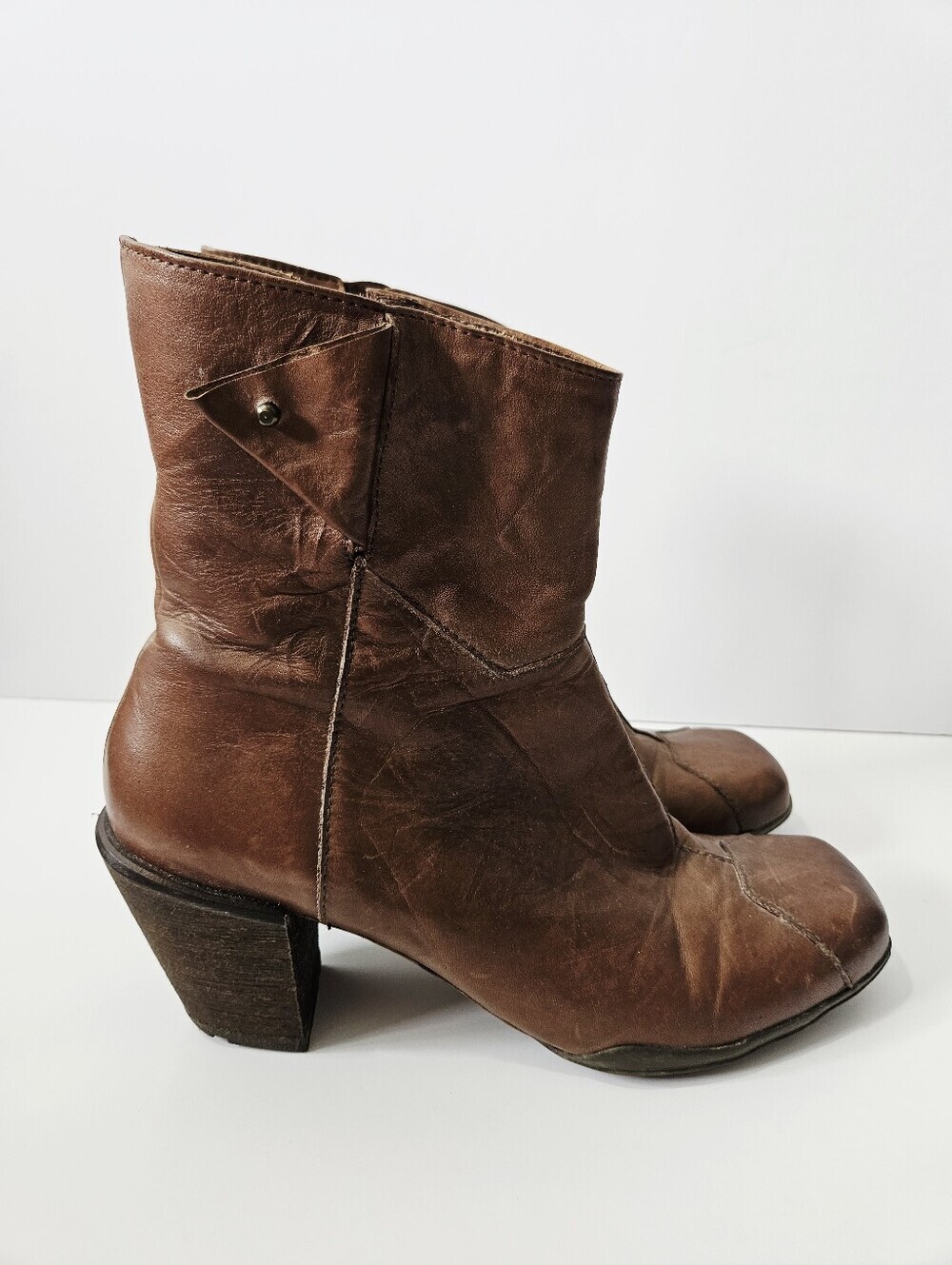 Sergio Tomani Brown Leather Ankle Boots Size  41 US 9.5-10 Artisan Shoes EUC